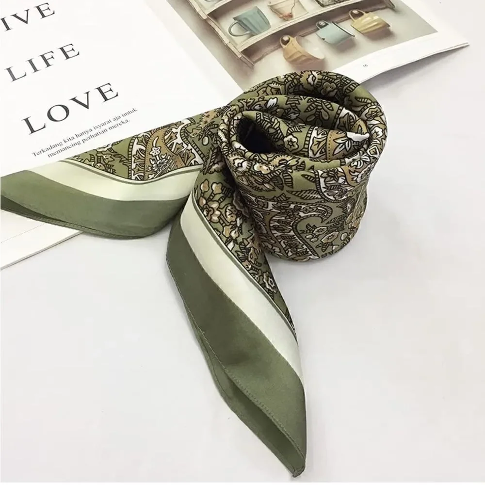 Paisley Green Silky Scarf